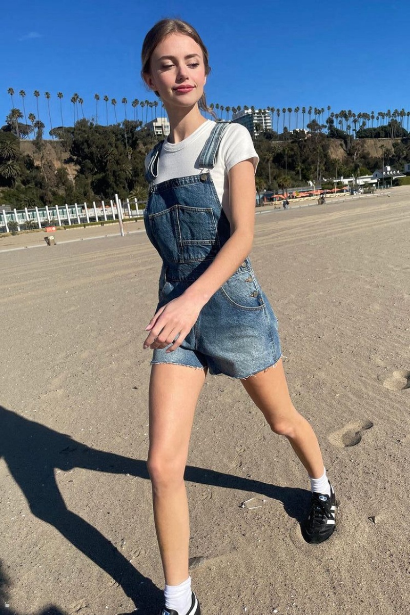 Short Brandy Melville Hayley Overall Bleu Foncé | OGR-89728210